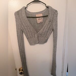Grey Hollister knit crop long sleeve